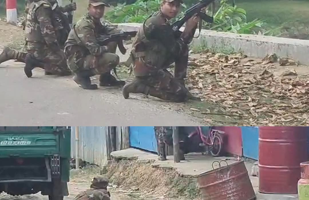 সাজেক ভ্যালির সড়কে সেনাবাহিনীর একশনের দৃশ্য